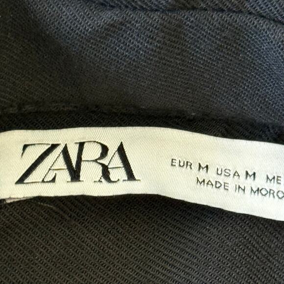 ZARA Cropped Long Sleeve Plunge Neck Blouse Black Womens size Medium - Picture 5 of 5